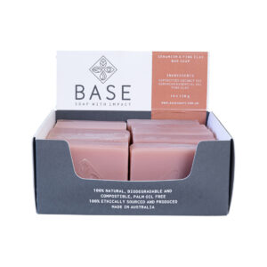 Base Soap Bar Geranium and Pink Clay (Raw Bar) 120g x 10 Disp_