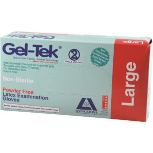 Gel Tek Latex Gloves Powder Free Large x 100 Pack_