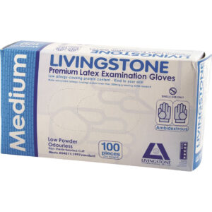 Livingstone Latex Gloves Low Powder Medium x 100 Pack_