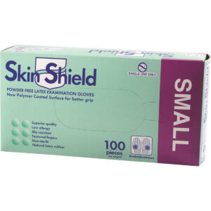 Skin Shield Latex Gloves Powder Free Small x 100 Pack_