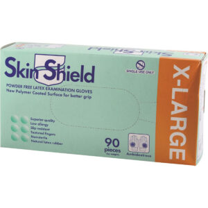 Skin Shield Latex Gloves Powder Free X Large x 90 Pack_