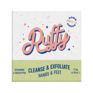 Downunder Wash Co Ruffy Cleanse Exfoliate Hands Feet Spearmint Eucalyptus 115g_