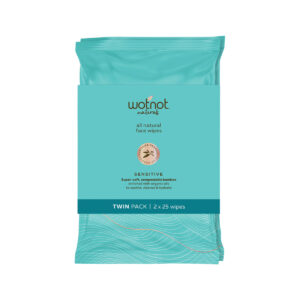 Wotnot Nat Wipes Face Sensitive (Soft Pack) x 25 Pack Twin Pack_