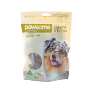 Pawsome Organics Org Pet Treats Banana and Hemp 200g_