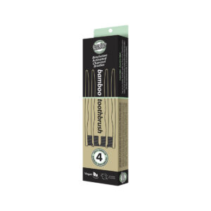 Essenzza Fuss Free Toothbrush Bamboo Activ Charcoal Medium 4pk_
