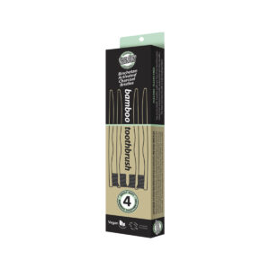 Essenzza Fuss Free Toothbrush Bamboo Activ Charcoal Soft 4pk_