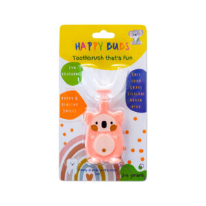 Happy Bubs Toothbrush Silicon U Shape Bear Pink_